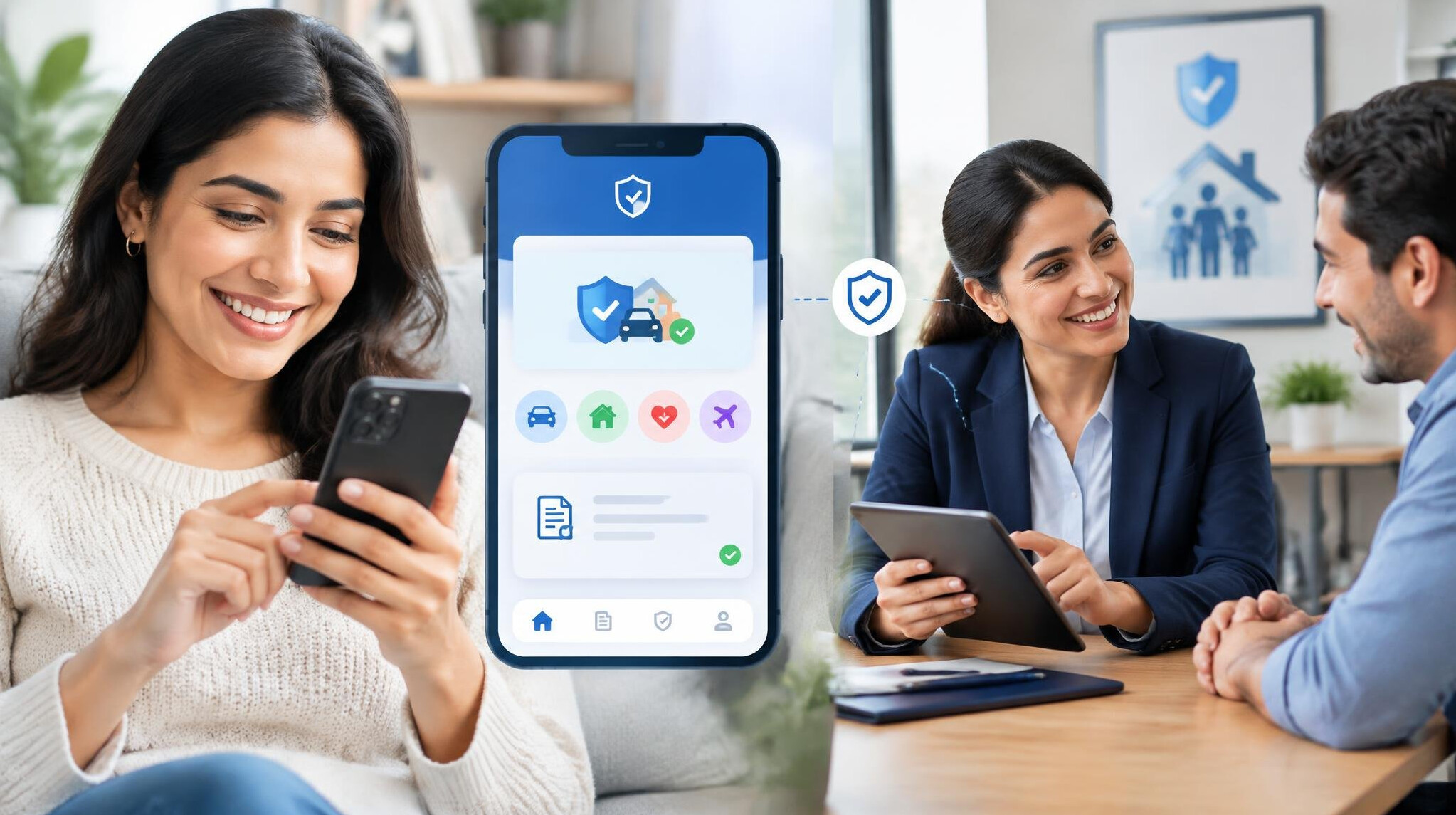 person using insurance app on phone