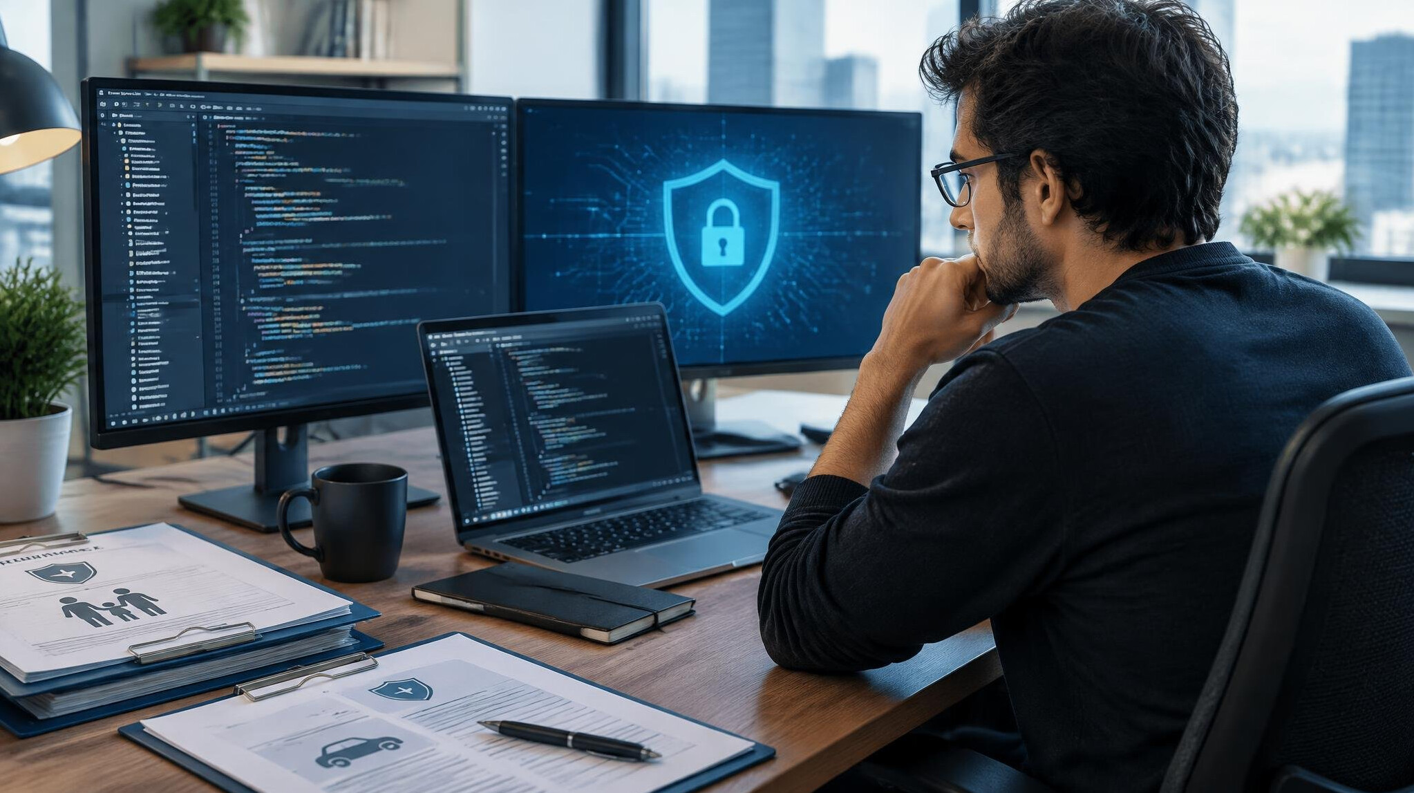 coding session with multiple screens